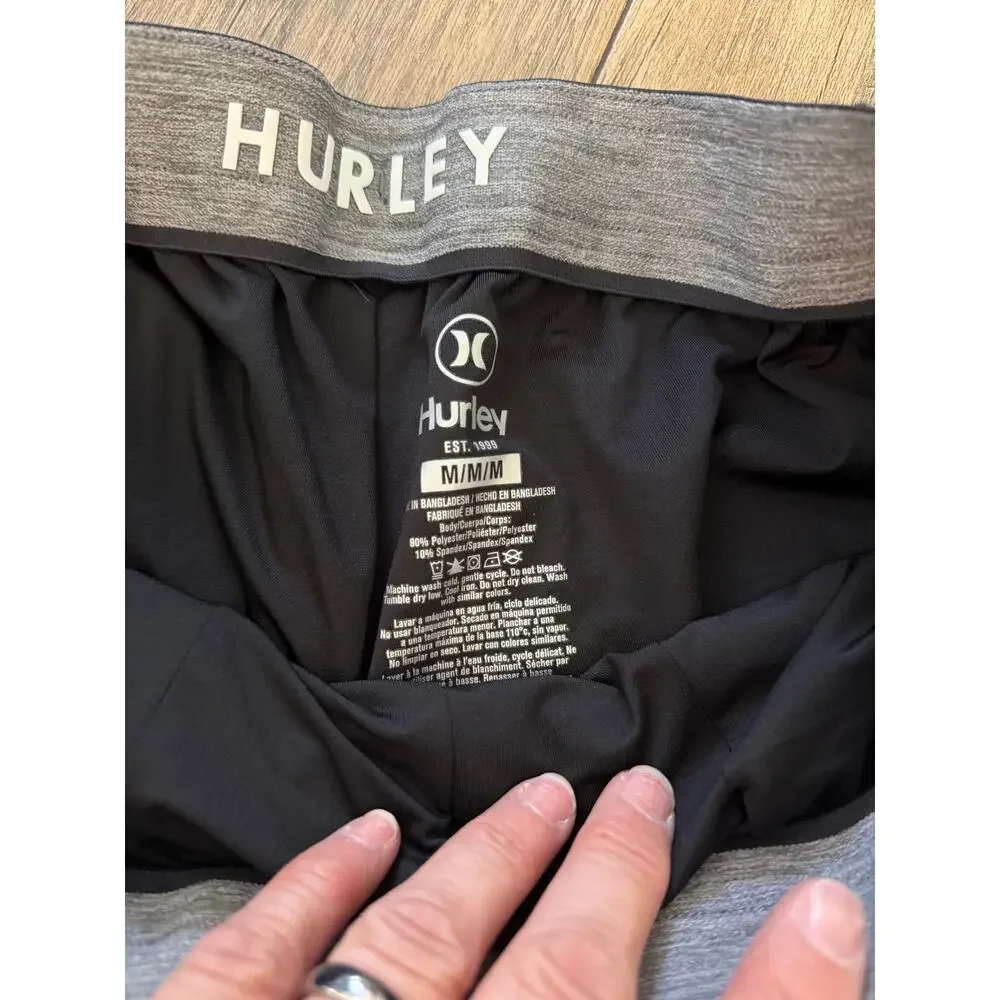 Hurley Volley Board Short Size Medium Black Hibiscus Stretch Elastic Waistband